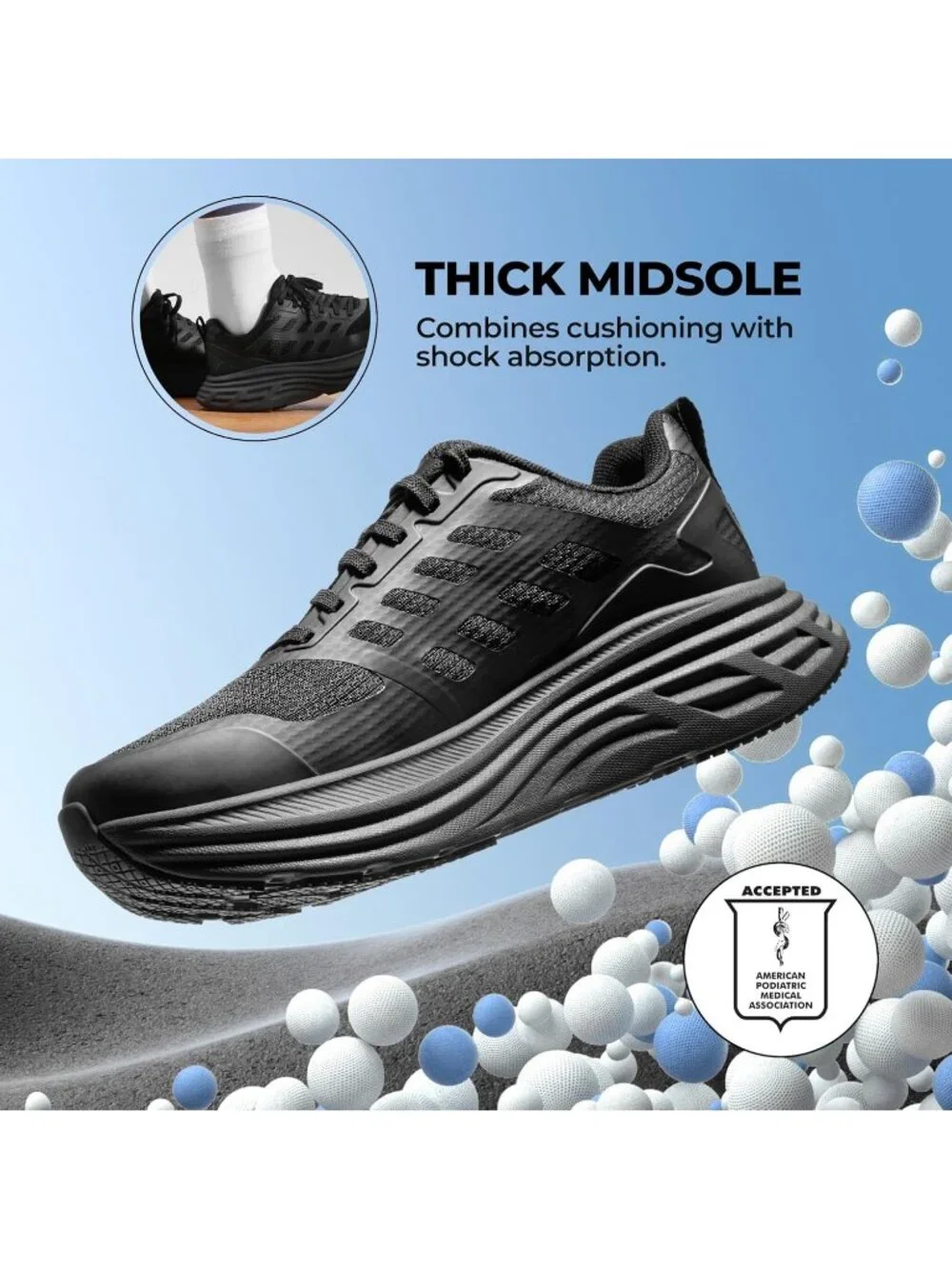 Women's Black Walking Shoes Lace Up No Heel Round Toe Athletic Fashion Sneakers